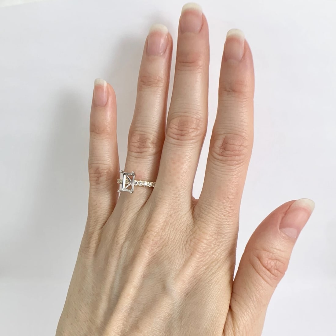 Emerald Cut Rectangle Diamond Engagement Ring Setting Mounting 14K Yellow Gold - 4