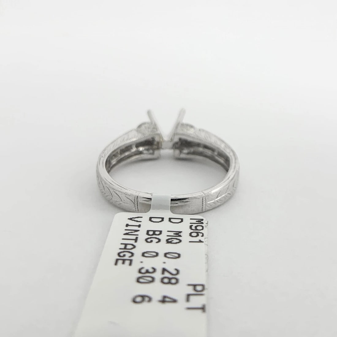 Marquise Diamond Textured Milgrain Engagement Ring Setting Mounting Platinum - 9