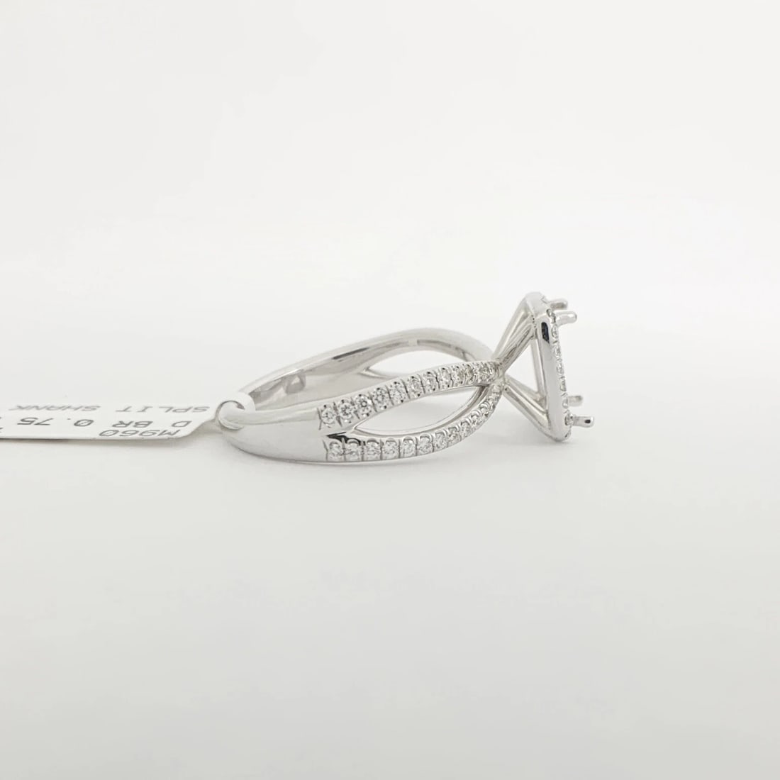 Cushion Halo Split Shank Diamond Engagement Ring Setting Mounting 14K White Gold - 11