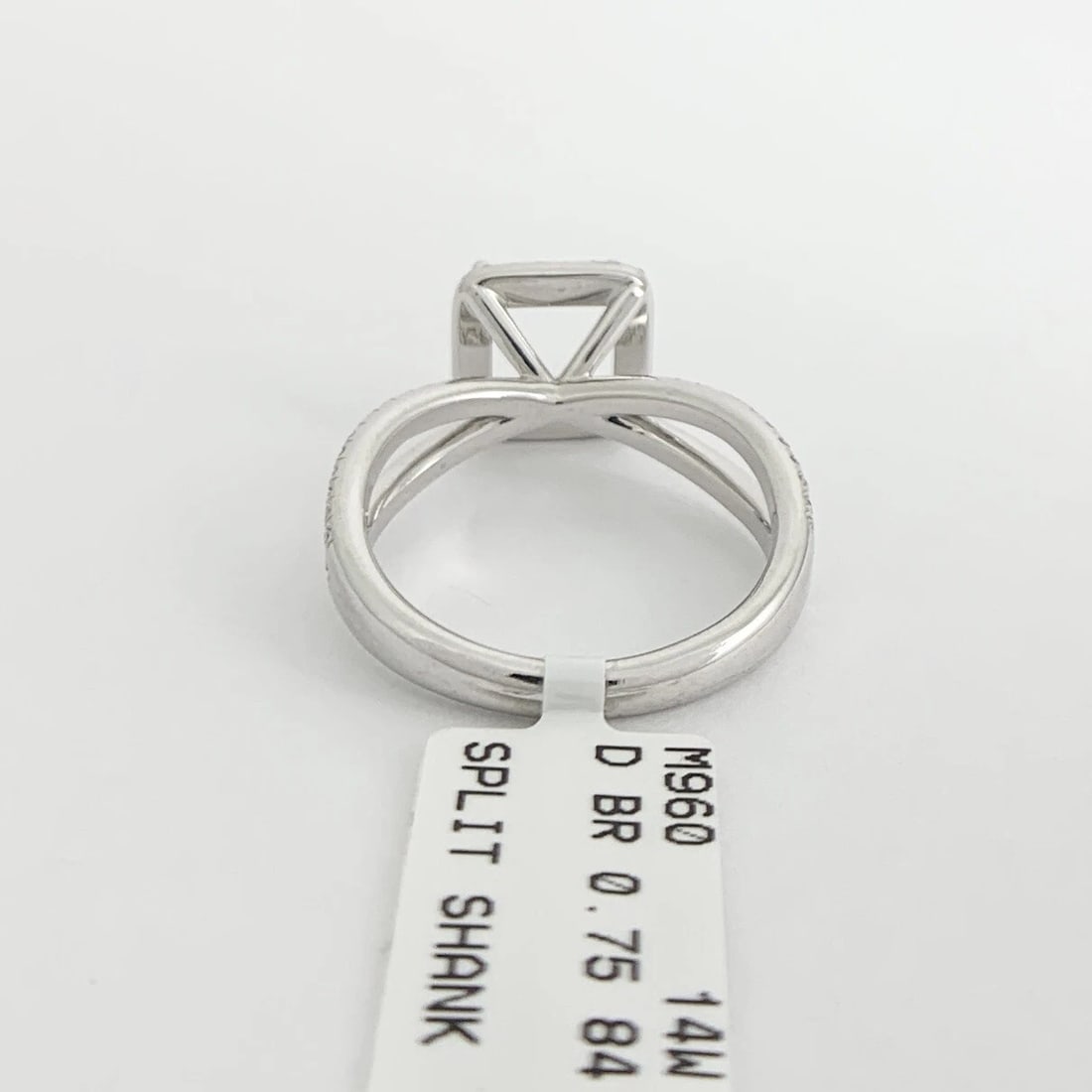 Cushion Halo Split Shank Diamond Engagement Ring Setting Mounting 14K White Gold - 12