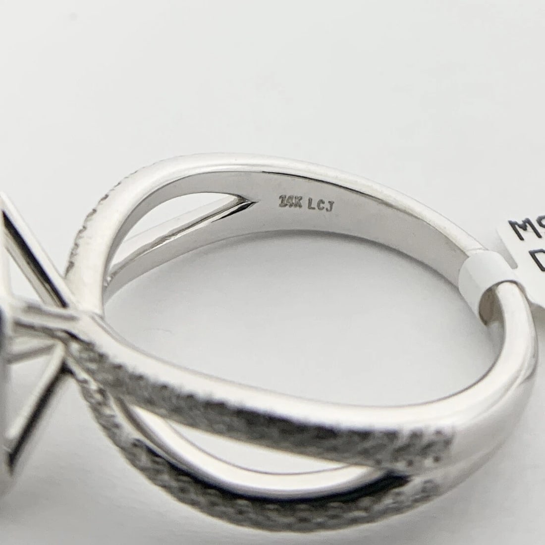 Cushion Halo Split Shank Diamond Engagement Ring Setting Mounting 14K White Gold - 13