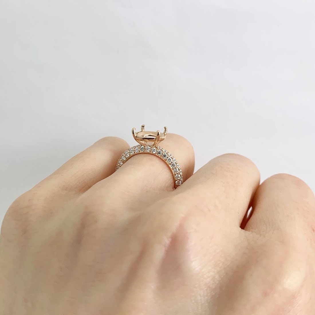 Ritani Pave Diamond Engagement Ring Setting Mounting 18K Pink Rose Gold - 5