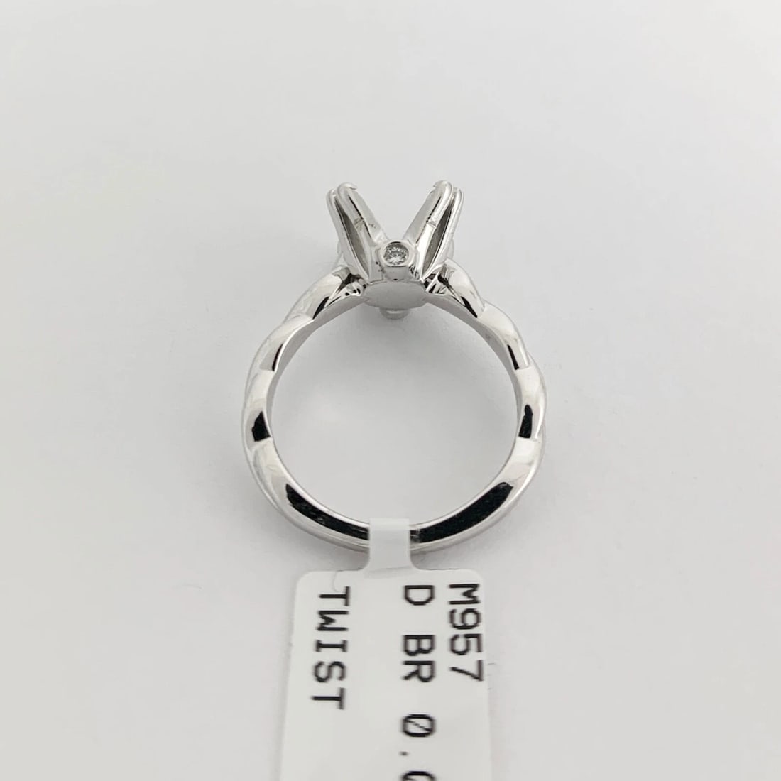 Twist Infinity Band Diamond Engagement Ring Setting Mounting 14K White Gold - 8