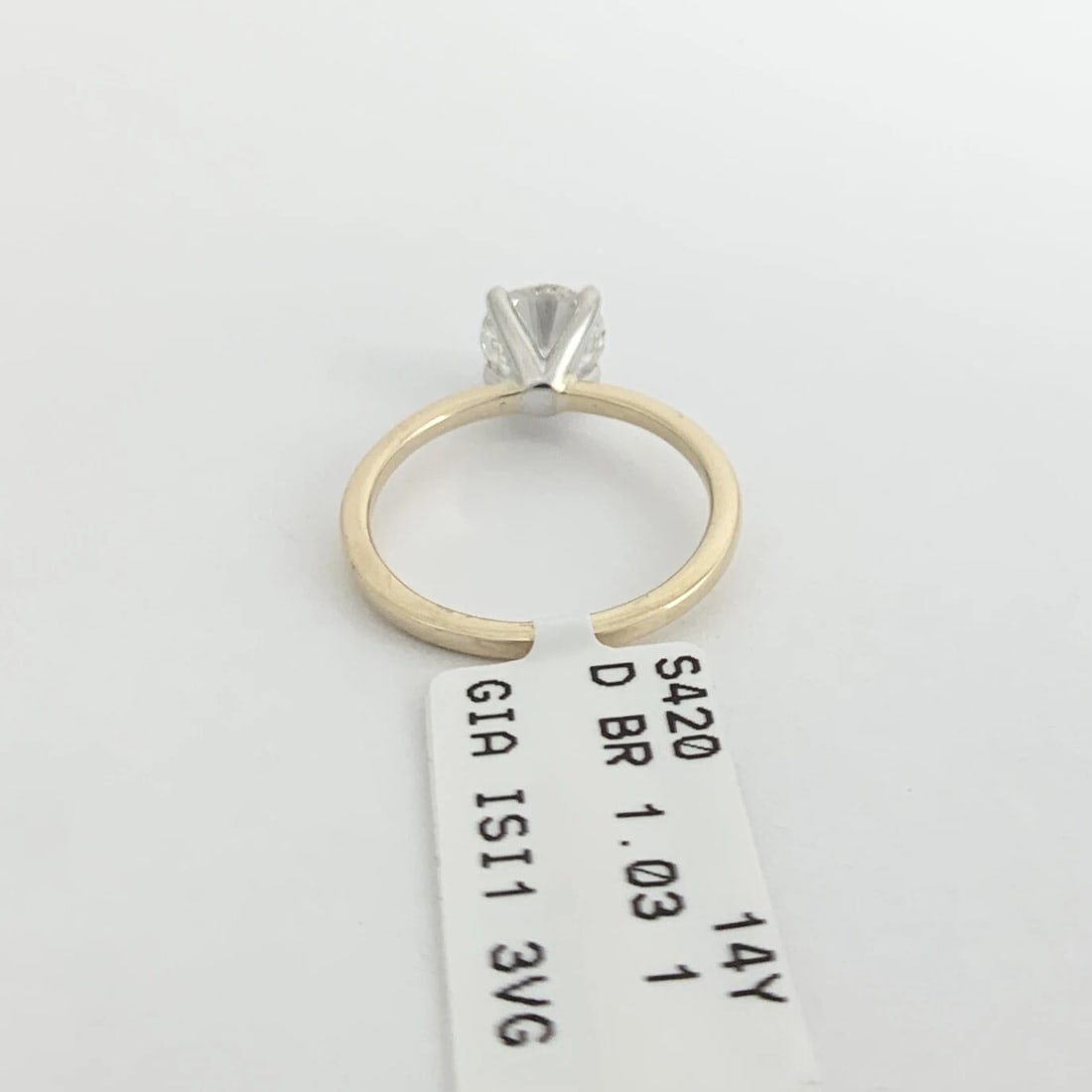 GIA Round Solitaire Diamond Thin Band Engagement Ring 14K Yellow Gold, 1.03 CTW - 9