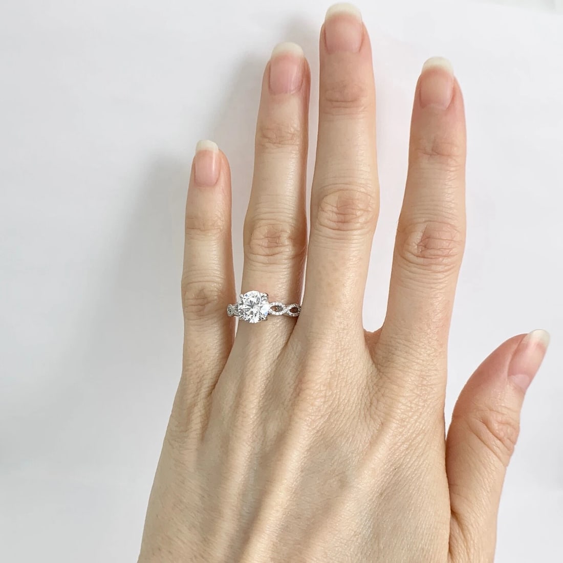 GIA Round Solitaire Diamond Infinity Engagement Ring 14K White Gold, 1.75 CTW - 3