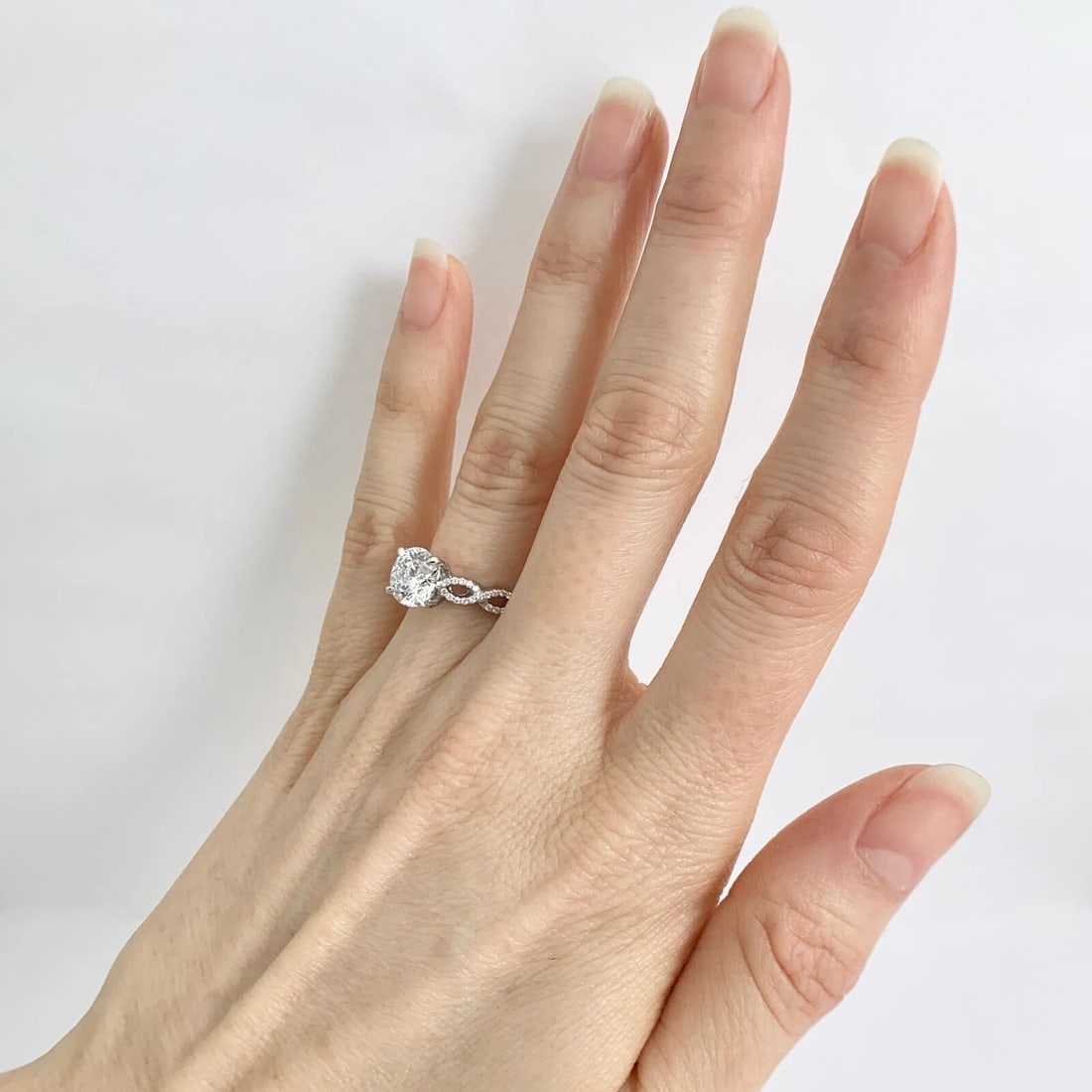 GIA Round Solitaire Diamond Infinity Engagement Ring 14K White Gold, 1.75 CTW - 6