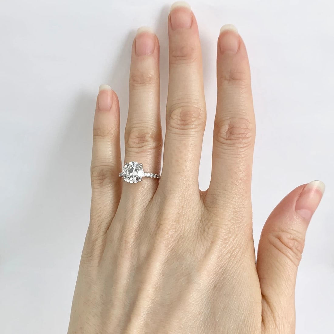 EGL Round Solitaire Diamond Hidden Halo Engagement Ring 14K White Gold, 2.52 CTW - 3