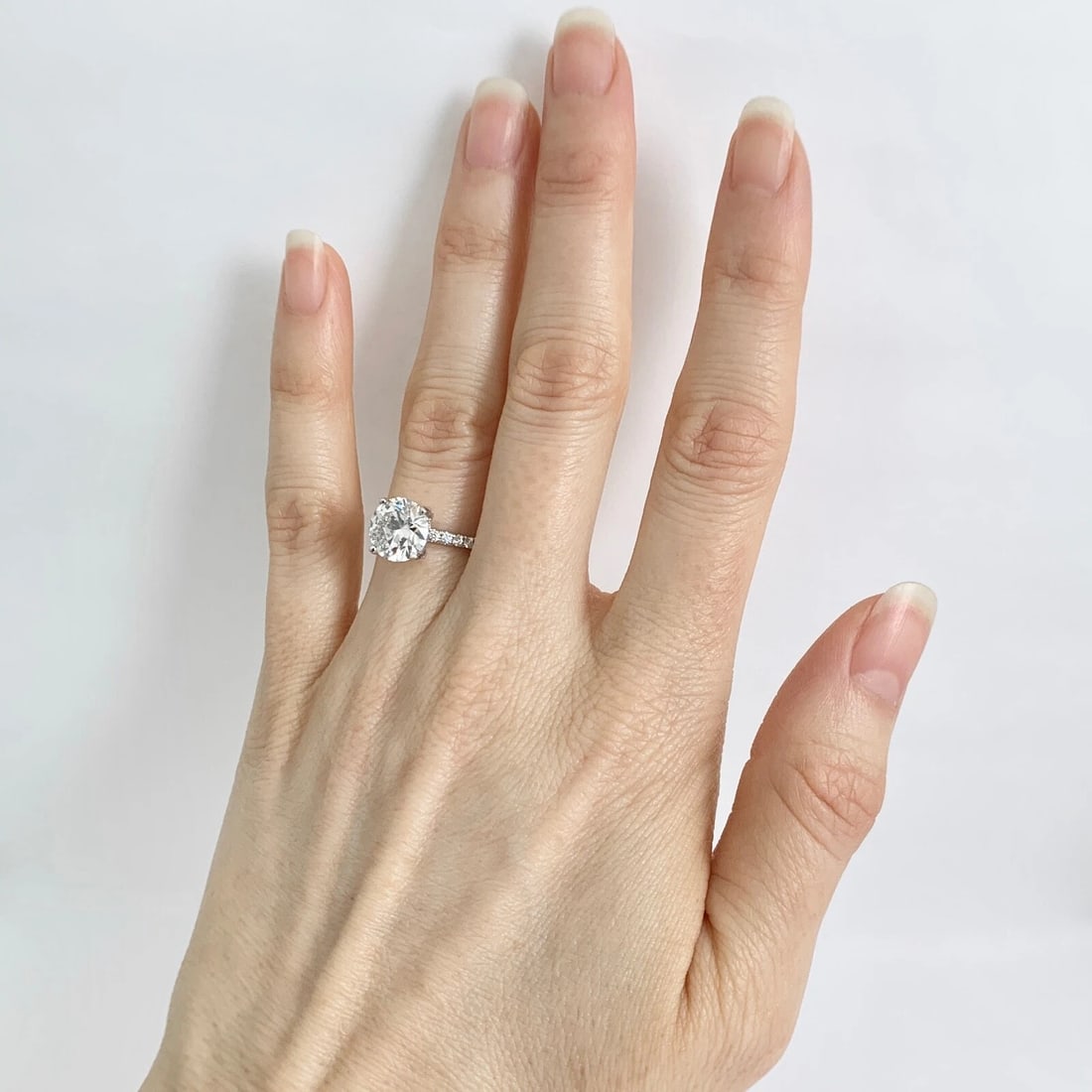 EGL Round Solitaire Diamond Hidden Halo Engagement Ring 14K White Gold, 2.52 CTW - 8