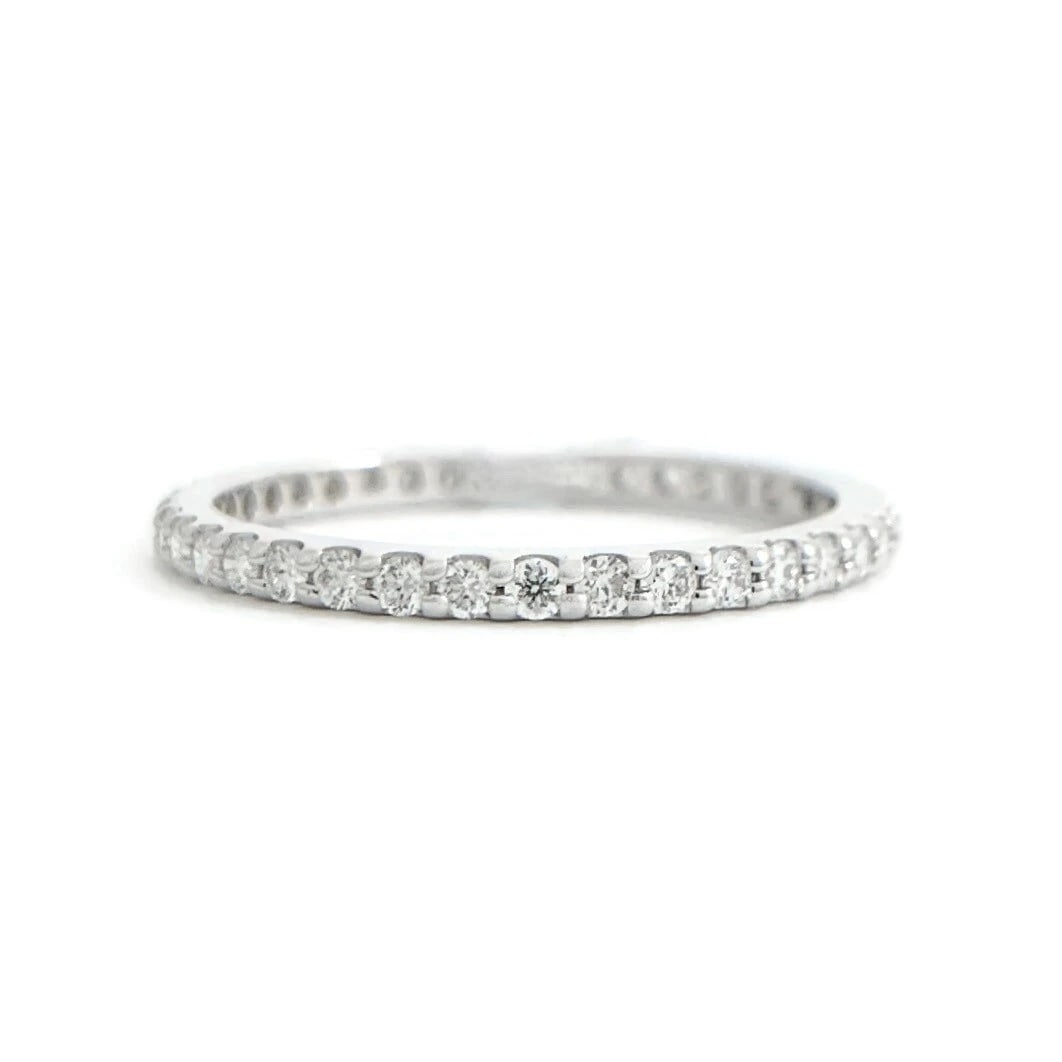 Thin Round Diamond Eternity Ring Wedding Band 14K White Gold, .45 CTW, Size 6.25 (1 of 9)