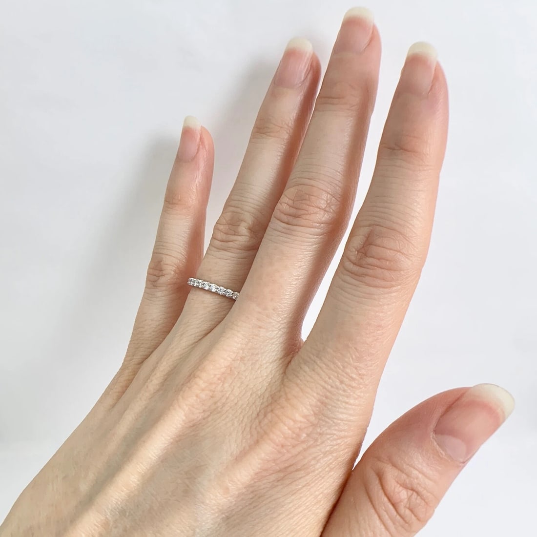 Thin Round Diamond Eternity Ring Wedding Band 14K White Gold, .60 CTW, 1.9 mm - 5