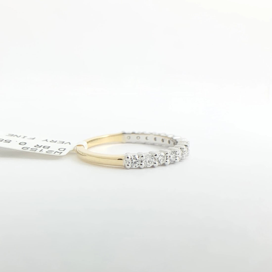 Two-Tone Round Diamond Wedding Band Ring 14K Yellow White Gold, .55 CTW - 8