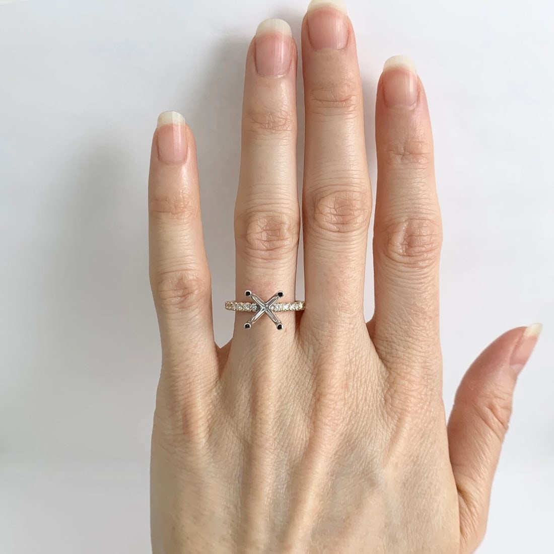 4-Prong Diamond Engagement Ring Setting Mounting Thin Band 14K Yellow Gold - 3