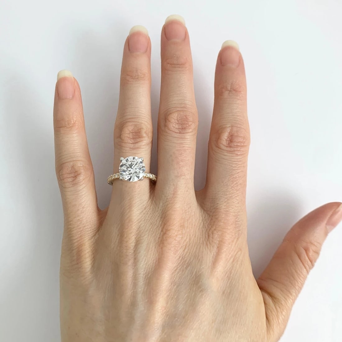 4-Prong Diamond Engagement Ring Setting Mounting Thin Band 14K Yellow Gold - 6