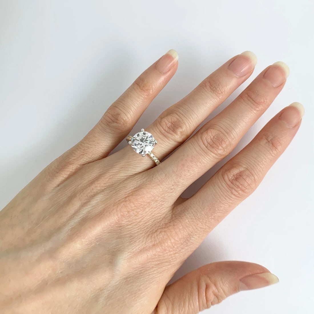 4-Prong Diamond Engagement Ring Setting Mounting Thin Band 14K Yellow Gold - 7