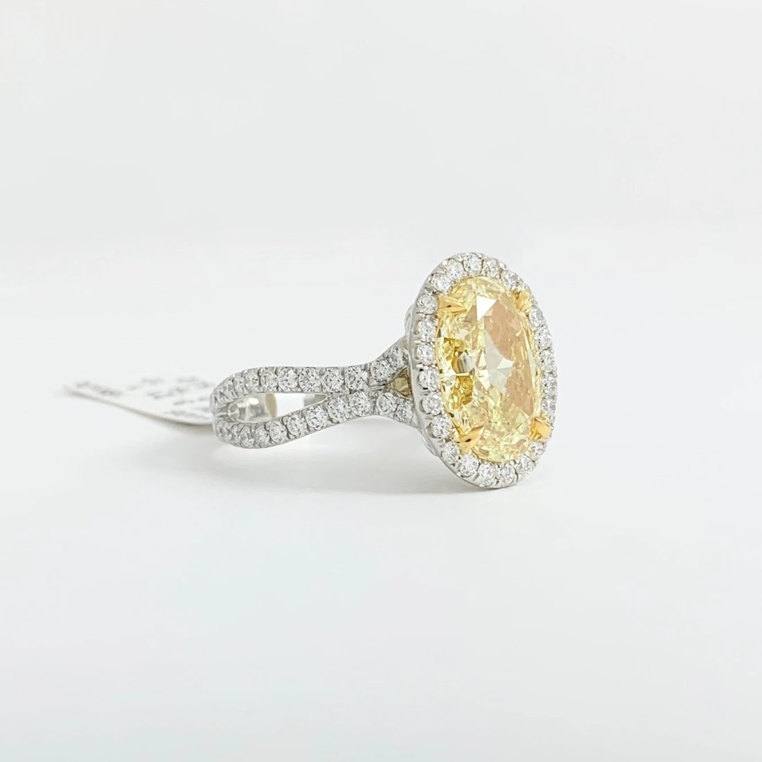 GIA Fancy Yellow Oval Diamond Halo Engagement Ring Platinum, 3.97 CTW - 11