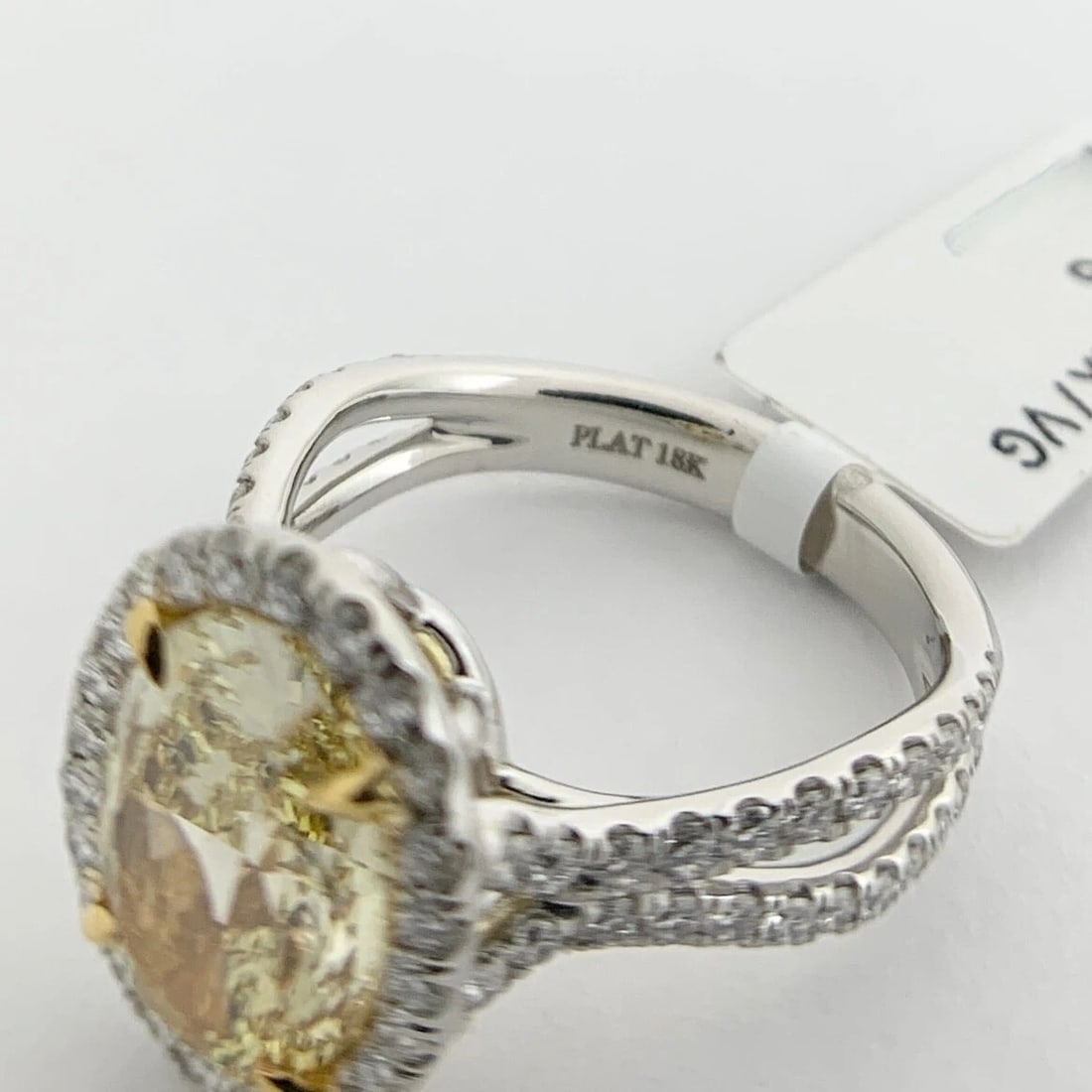 GIA Fancy Yellow Oval Diamond Halo Engagement Ring Platinum, 3.97 CTW - 8