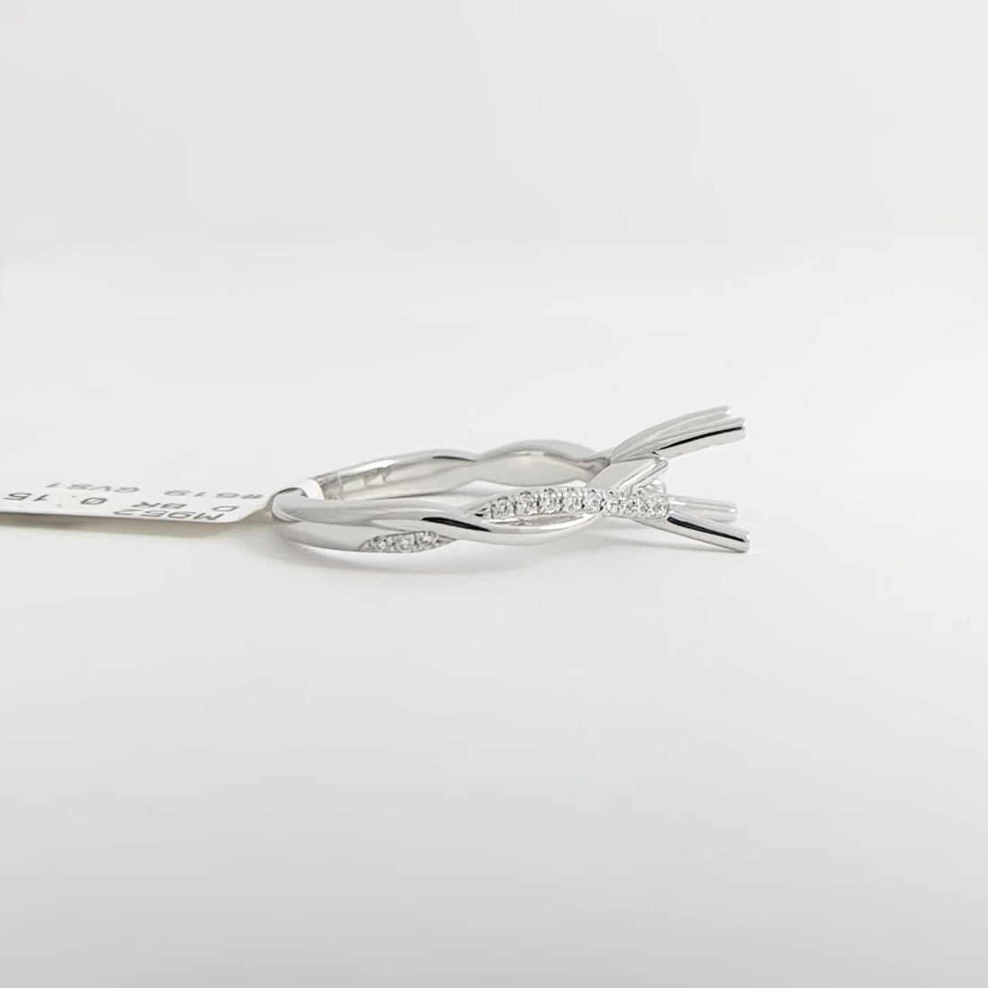 Infinity Crisscross Diamond Engagement Ring Setting Mounting 14K White Gold - 10