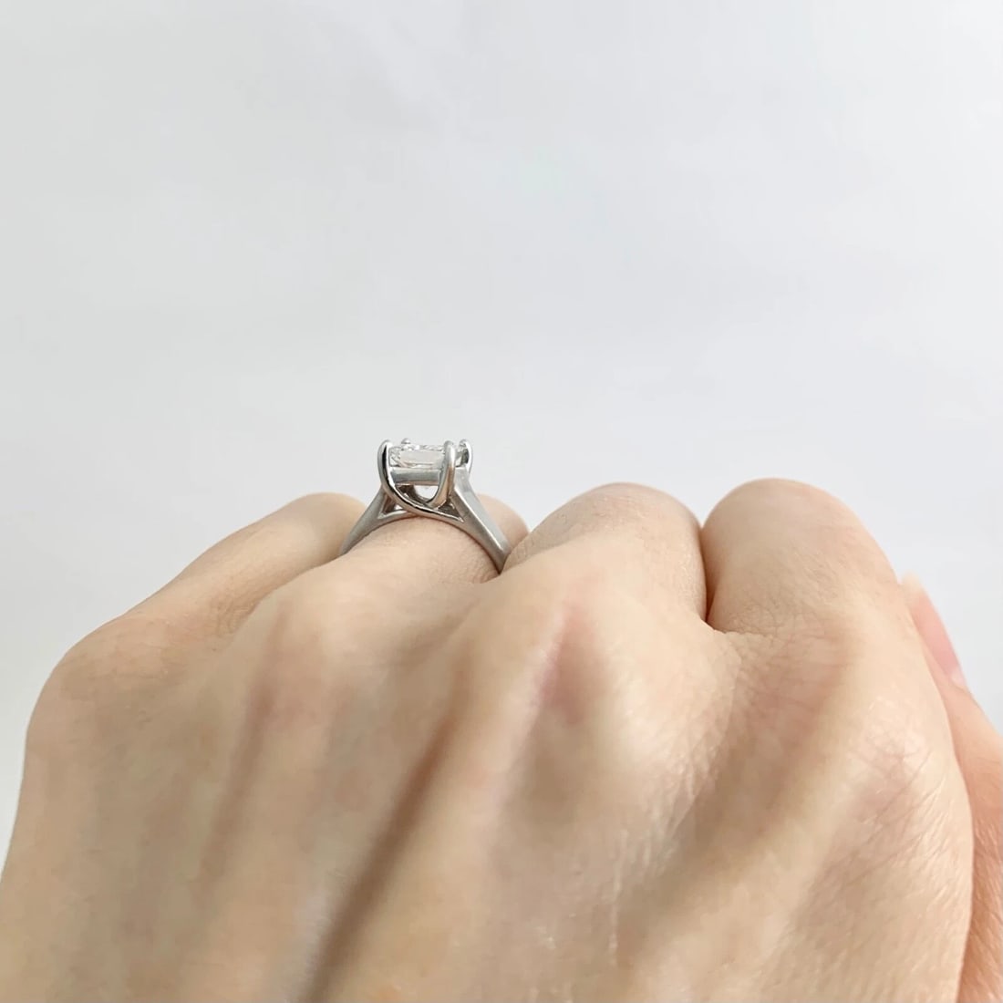 EGL Princess Solitaire Diamond Engagement Ring Wide Band 14K White Gold, 1.56 CT - 6