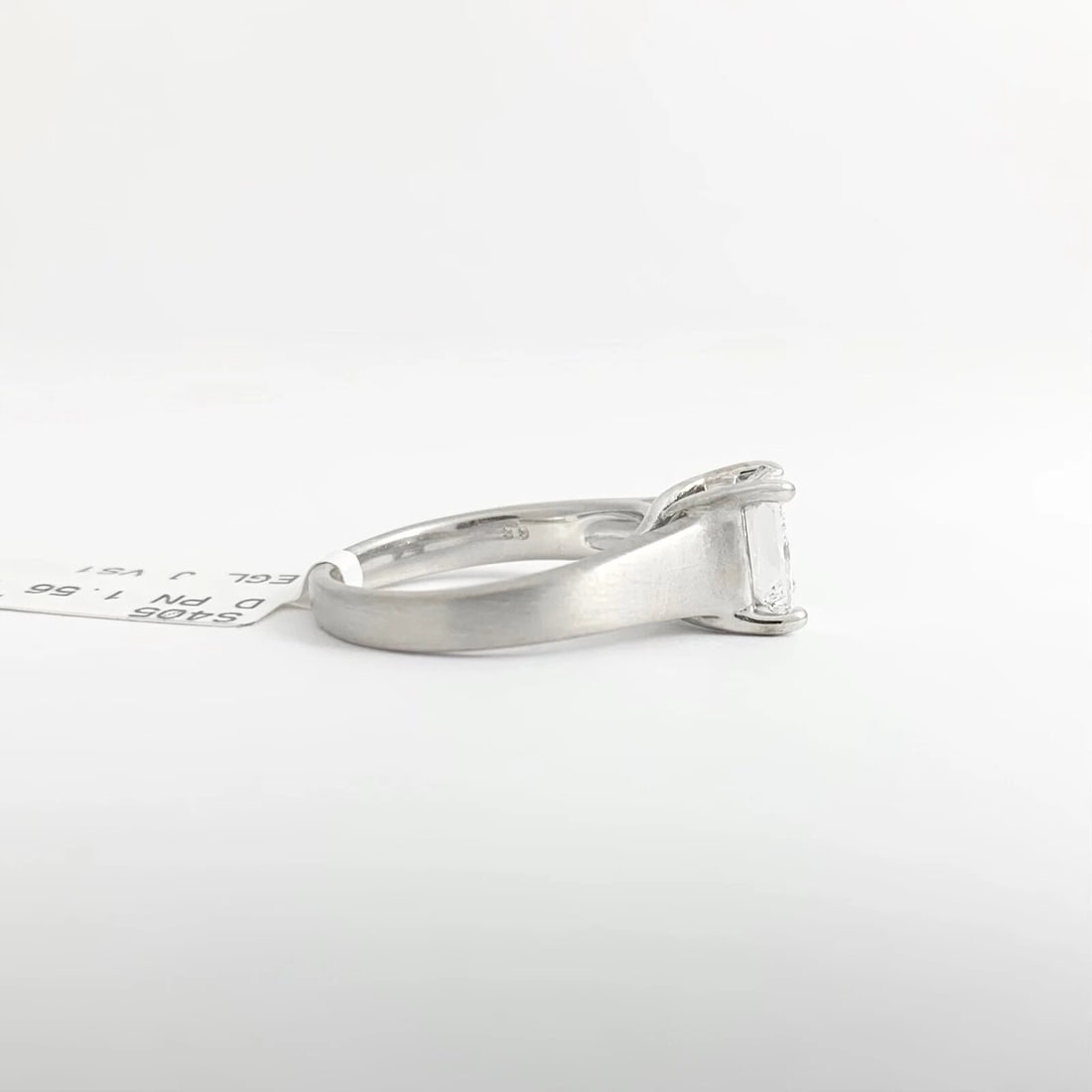 EGL Princess Solitaire Diamond Engagement Ring Wide Band 14K White Gold, 1.56 CT - 7