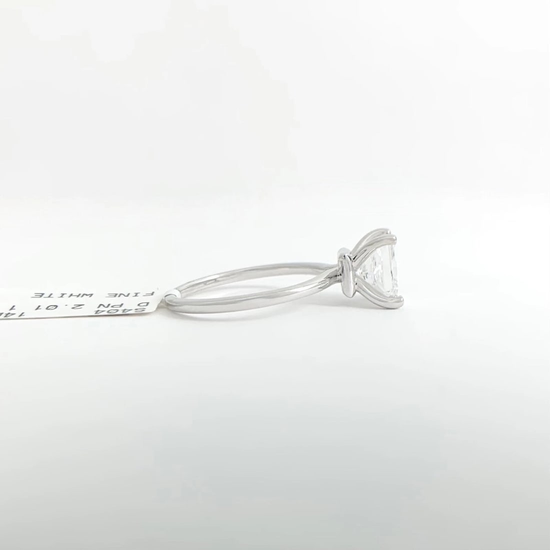 Princess Solitaire Diamond Engagement Ring Thin Band 14K White Gold, 2.01 CT - 10