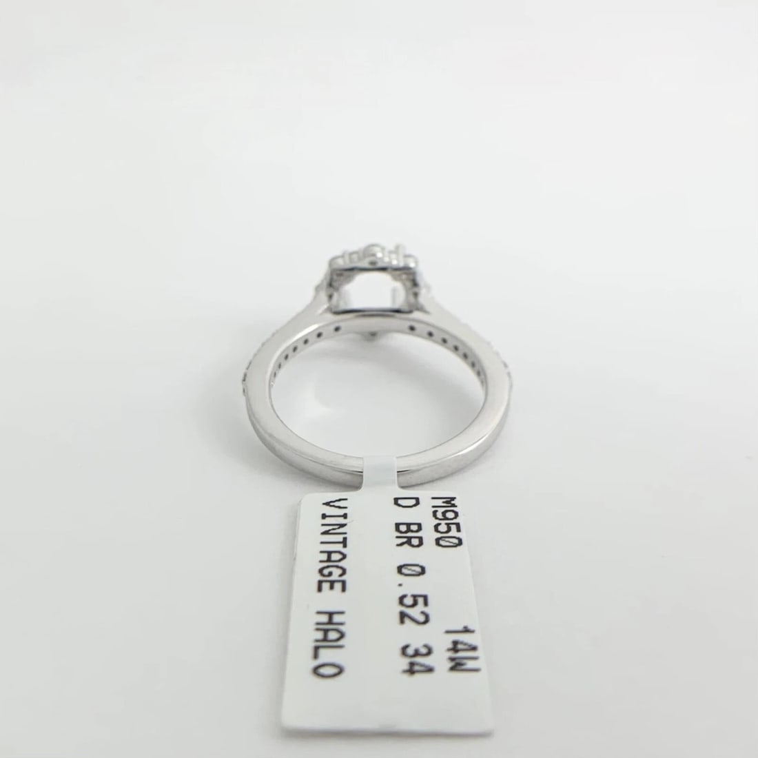 Big Little Round Halo Diamond Engagement Ring Setting Mounting 14K White Gold - 9