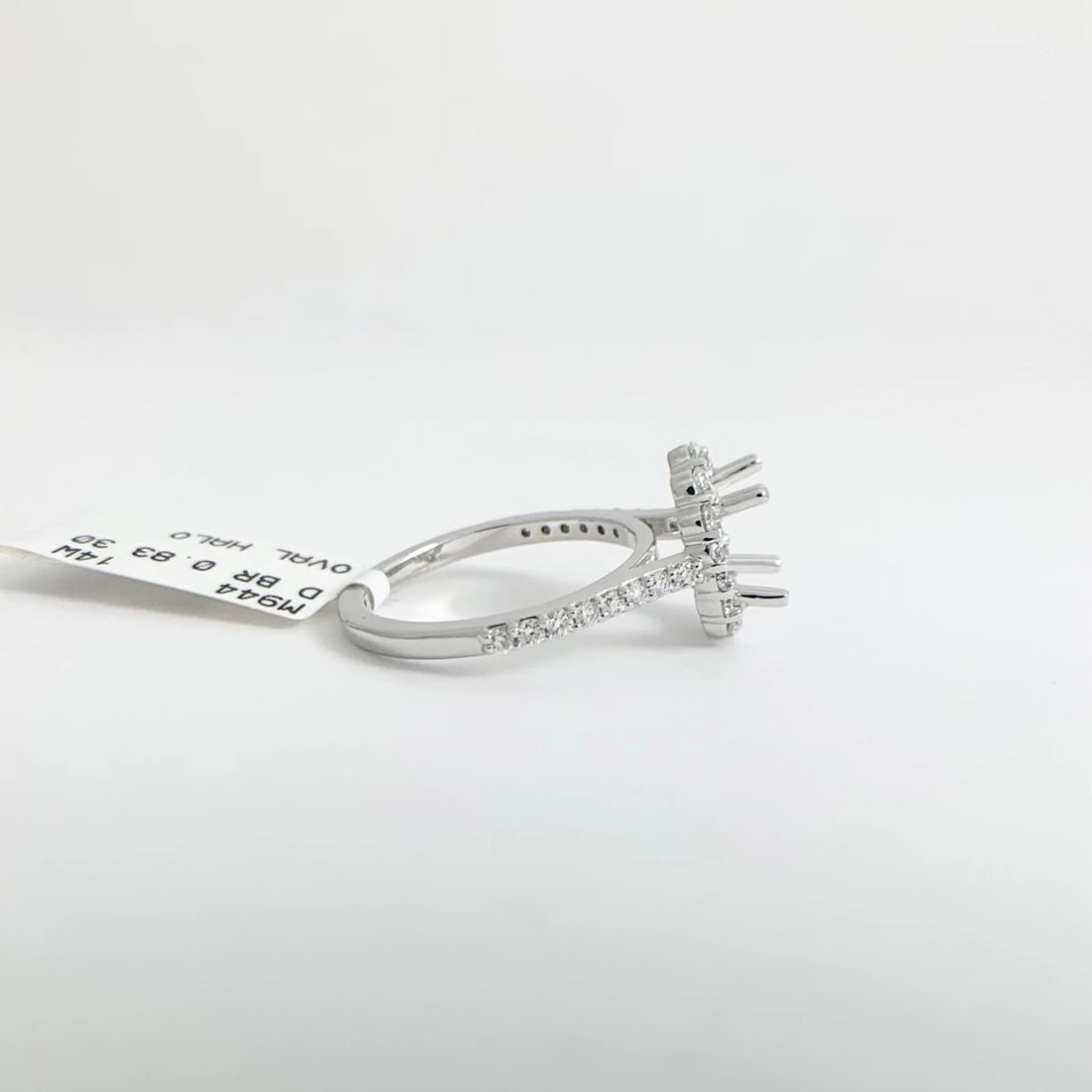 Round Graduated Halo Diamond Engagement Ring Setting Mounting 14K White Gold - 9