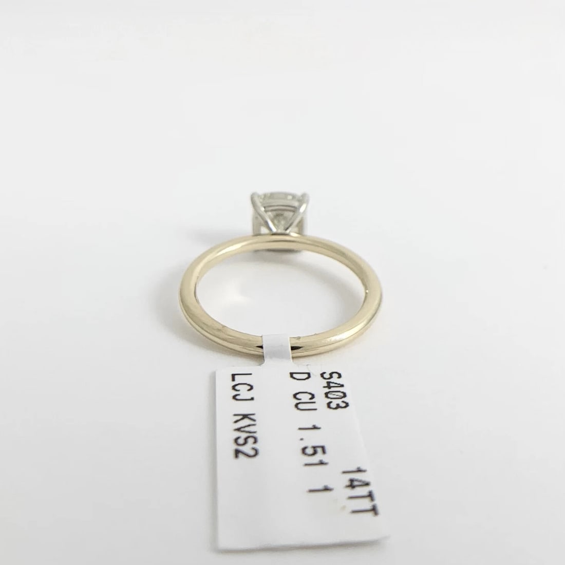 Cushion Solitaire Diamond Engagement Ring 14K Yellow Gold, 1.51 CT - 10