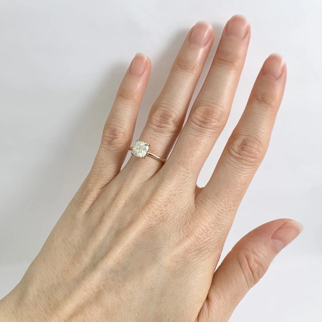 Cushion Solitaire Diamond Engagement Ring 14K Yellow Gold, 1.51 CT - 7