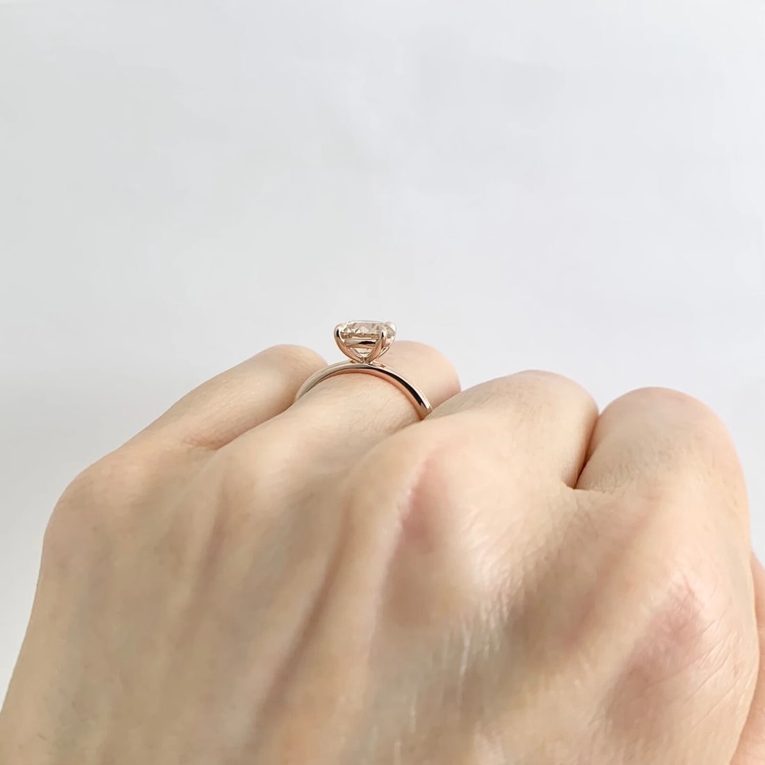 Round Solitaire Champagne Diamond Engagement Ring 14K Rose Gold, 1.50 CT - 8