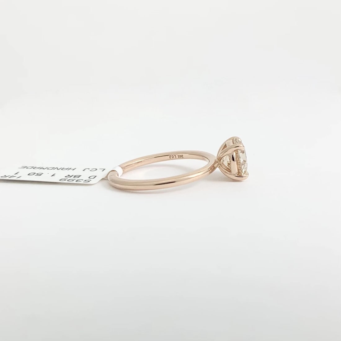 Round Solitaire Champagne Diamond Engagement Ring 14K Rose Gold, 1.50 CT - 9