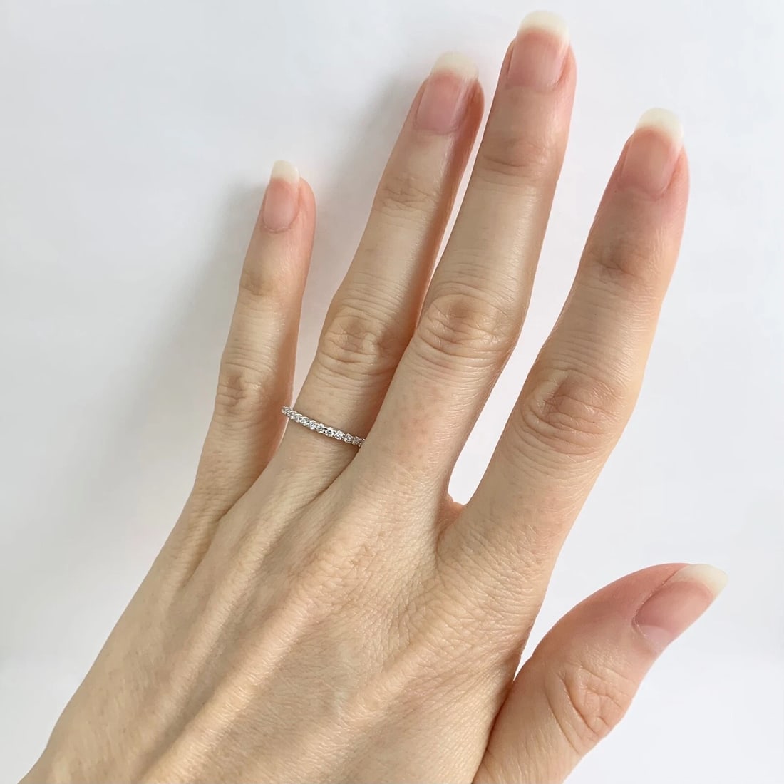 Thin Round Diamond Wedding Band Ring Platinum, .35 CTW - 5