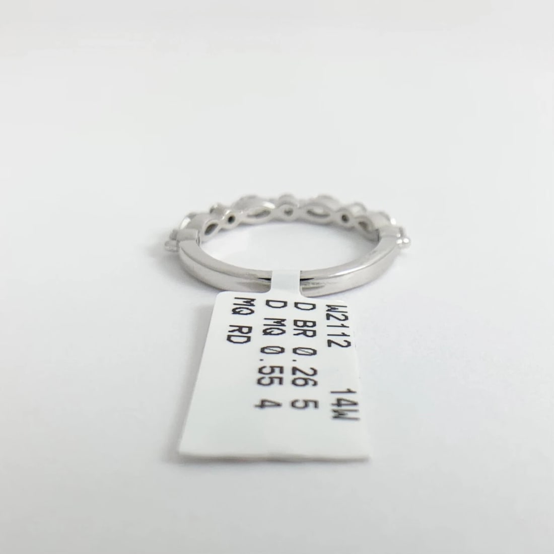 Marquise Round Diamond Wedding Band Ring 14K White Gold, .81 CTW - 10