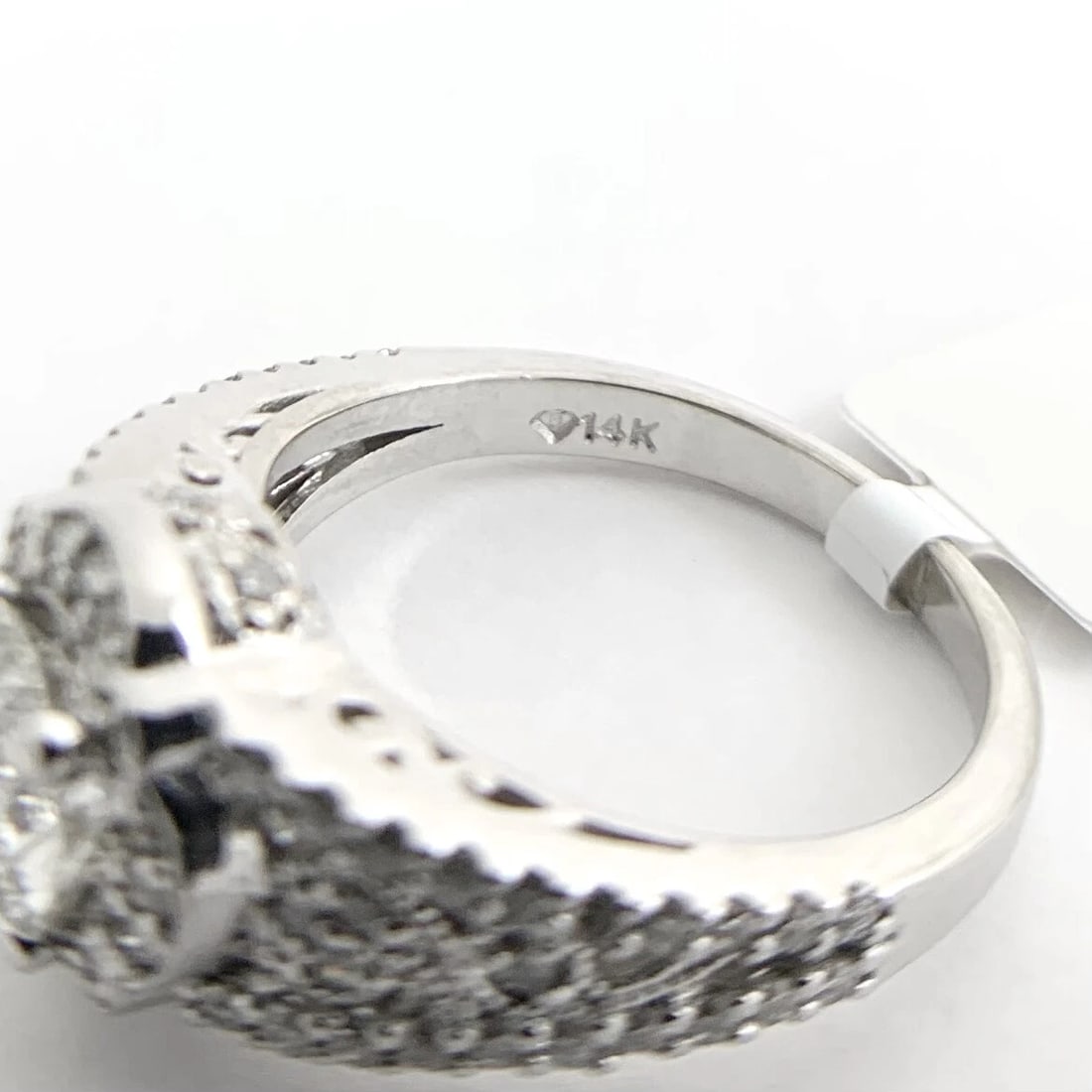 EGL Round Scalloped Halo Filigree Diamond Engagement Ring 14K White Gold 1.54 TW - 13