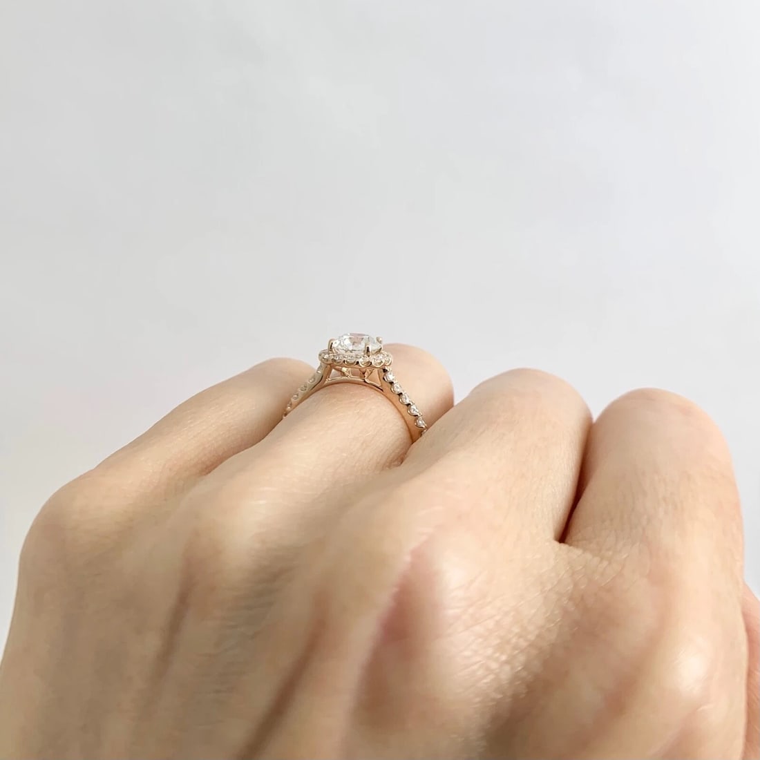 GIA Round Diamond Halo Engagement Ring 18K Pink Rose Gold, 1.45 CTW - 7