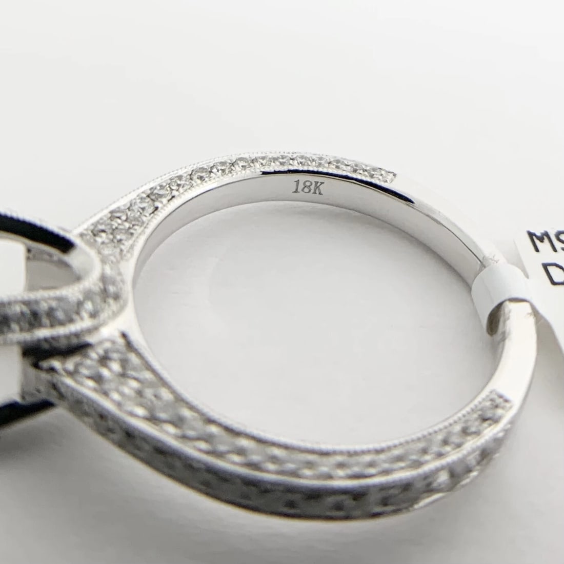 Pave Diamond Prong Engagement Ring Setting Mounting 18K White Gold 1.05 CTW - 12