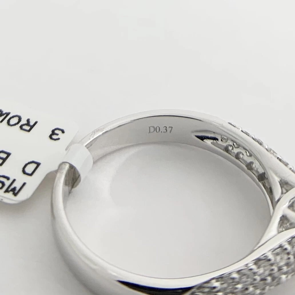 Round Pave Diamond Engagement Ring Setting Mounting 18K White Gold .37 CTW - 9