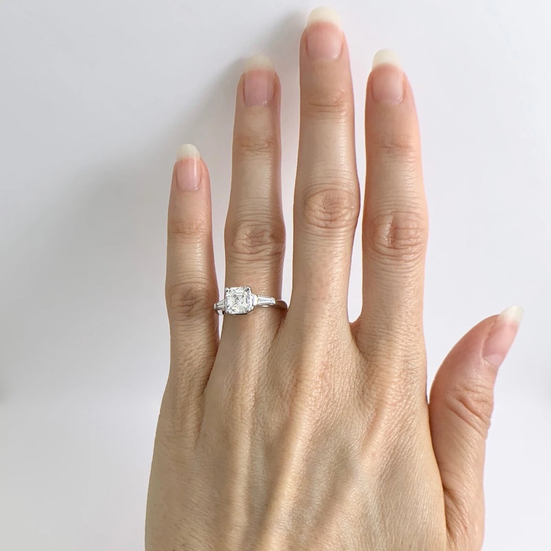 Tapered Baguette Diamond Engagement Ring Setting Mounting Platinum .30 CTW - 7