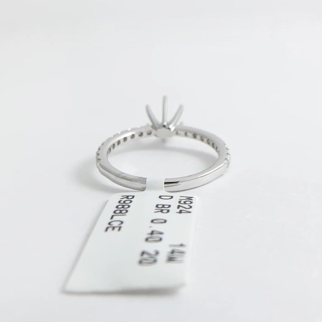 Thin 6-Prong Diamond Engagement Ring Setting Mounting 14K White Gold, .40 CTW - 10