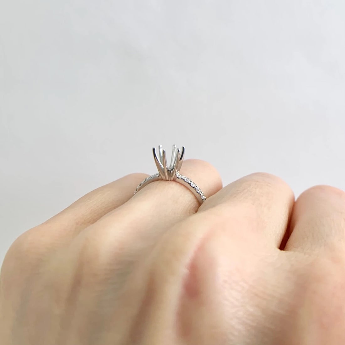 Thin 6-Prong Diamond Engagement Ring Setting Mounting 14K White Gold, .40 CTW - 5