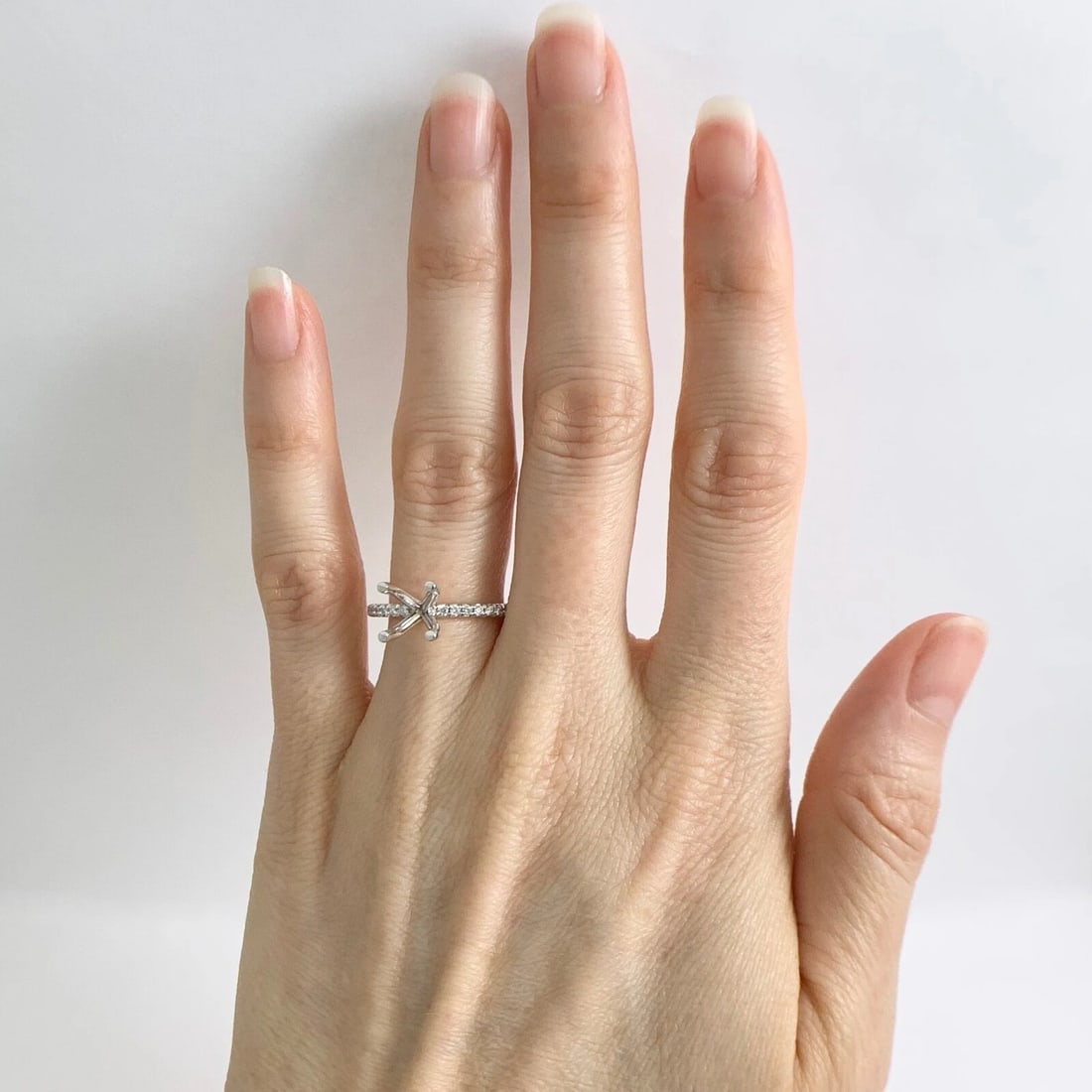 4-Prong Thin Diamond Engagement Ring Setting Mounting 14K White Gold, .30 CTW - 3