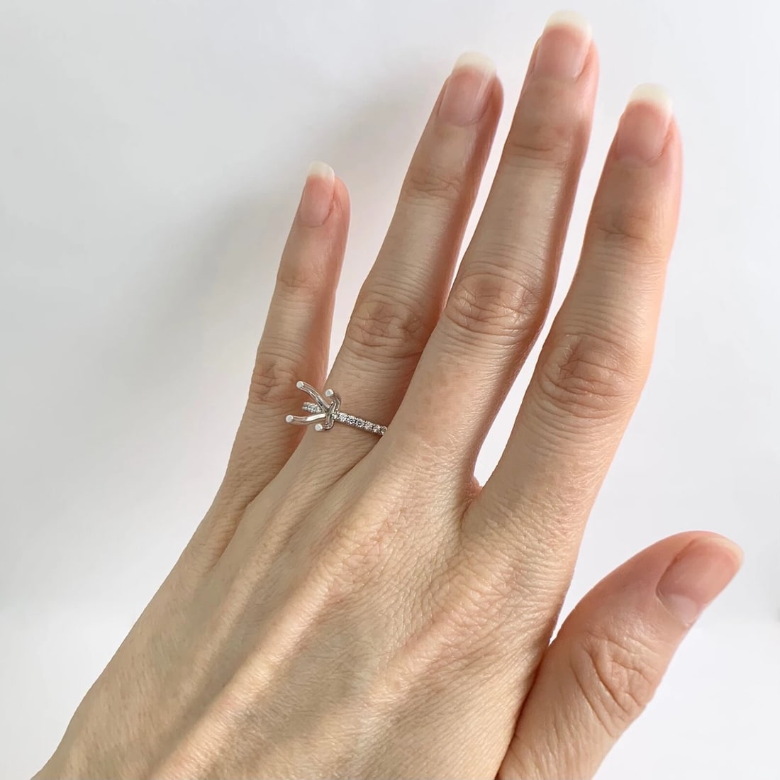 4-Prong Thin Diamond Engagement Ring Setting Mounting 14K White Gold, .30 CTW - 4