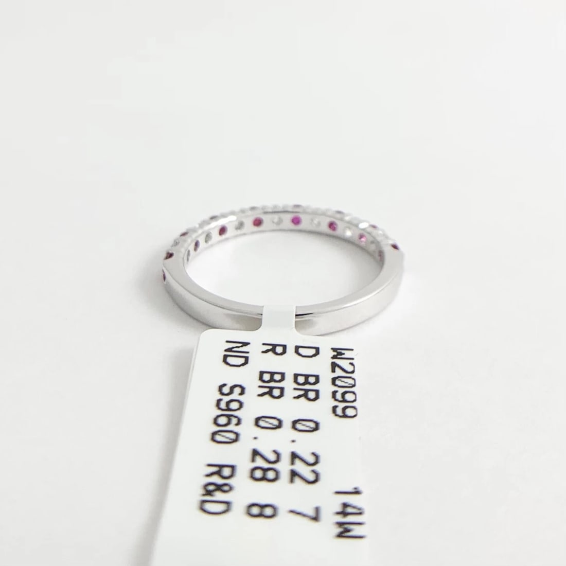 Ruby Diamond Ring Gemstone Wedding Band 14K White Gold, .49 CTW - 12