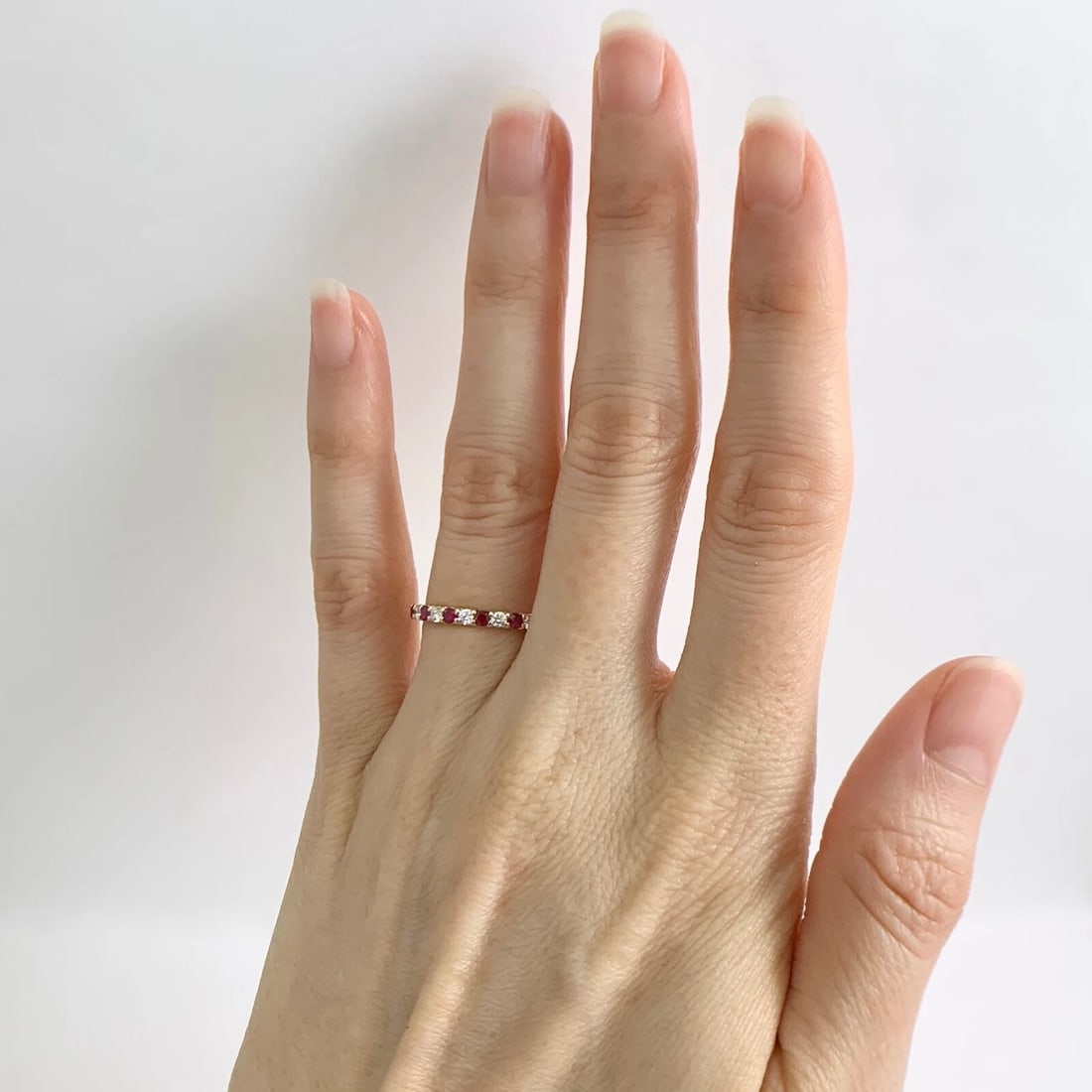 Ruby Diamond Ring Gemstone Wedding Band 14K Yellow Gold, .50 CTW - 5