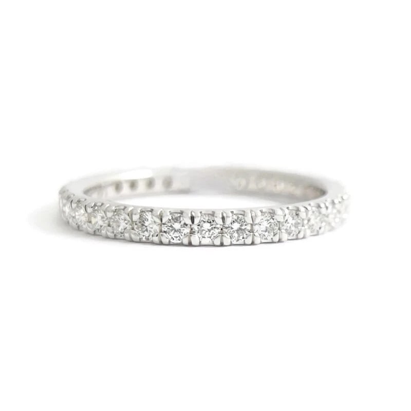 Round Diamond Eternity Ring Wedding Band 14K White Gold, Size 5.75, .68 CTW - 2