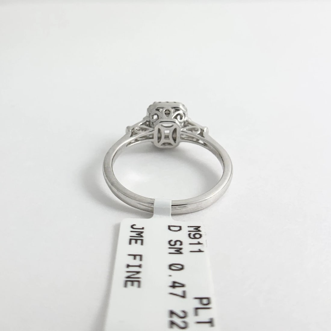Tapered Baguette Diamond Halo Engagement Ring Setting Mounting Platinum .47 CTW - 10