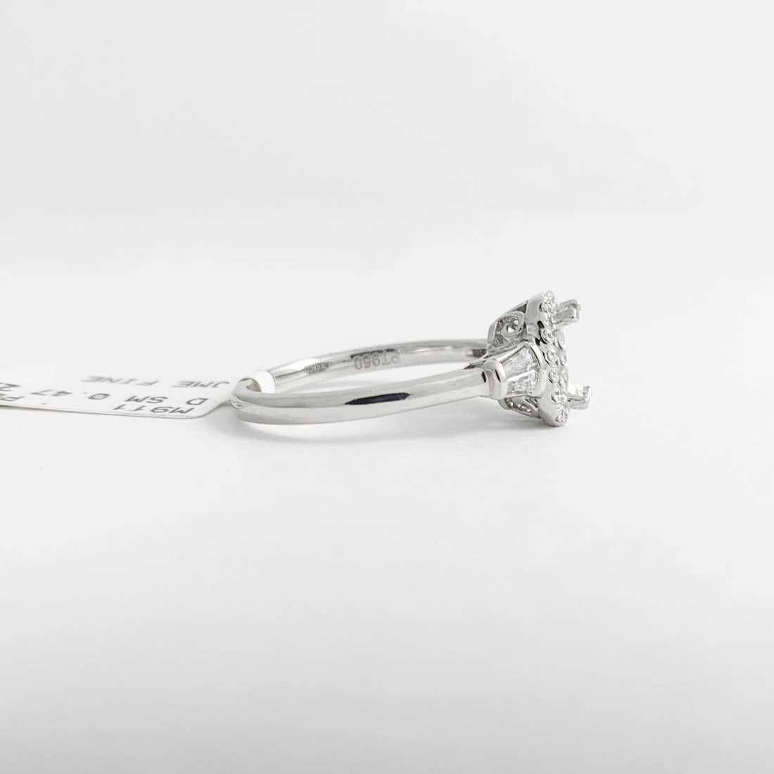 Tapered Baguette Diamond Halo Engagement Ring Setting Mounting Platinum .47 CTW - 9