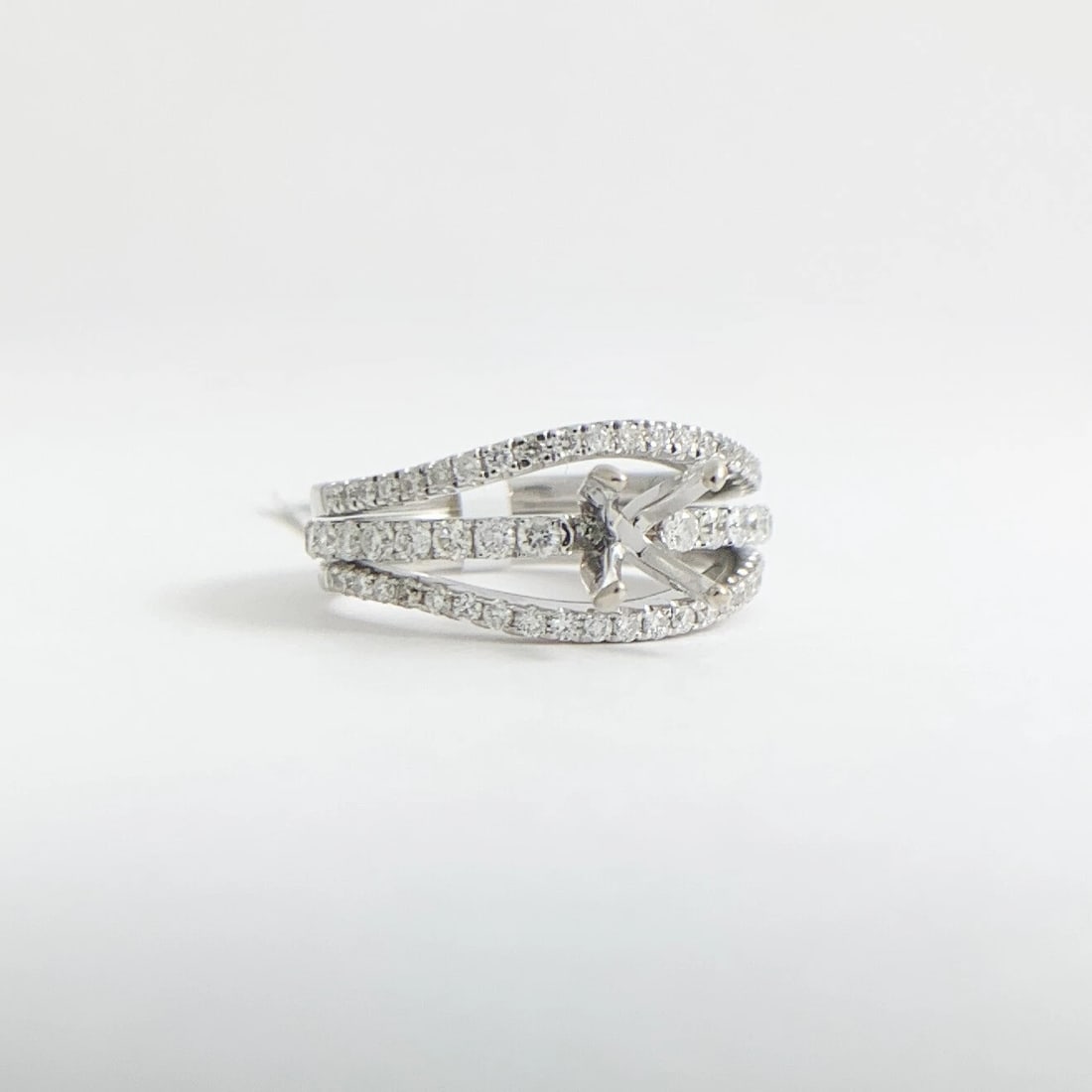 3-Row Split Shank Diamond Engagement Ring Setting Mounting 14K White Gold - 10