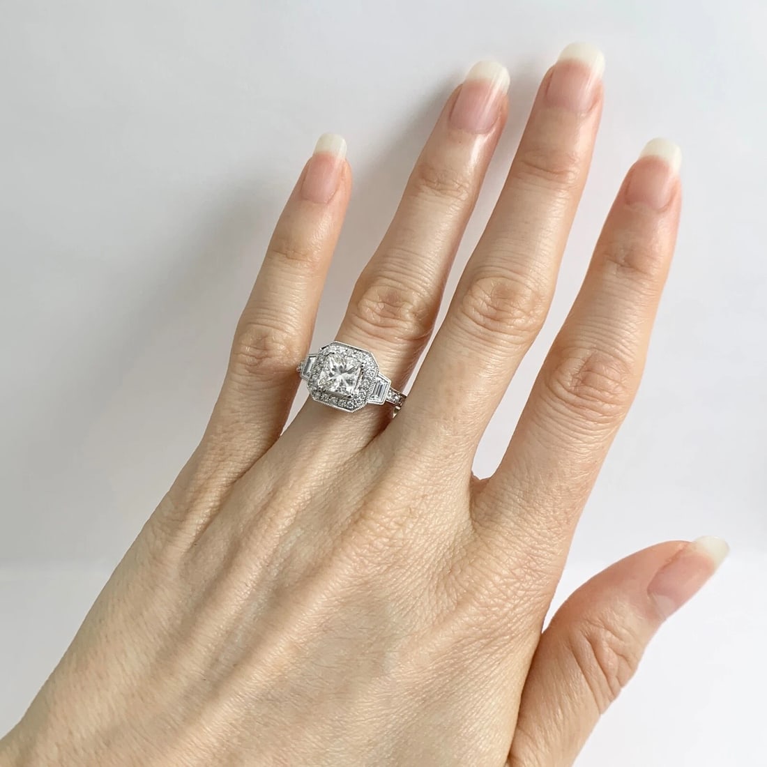 GIA Cushion Halo Princess Diamond Engagement Ring 14K White Gold, 2.06 CTW - 6