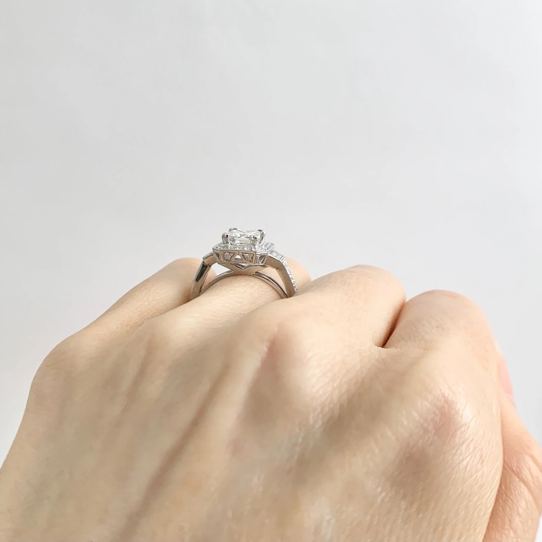 GIA Cushion Halo Princess Diamond Engagement Ring 14K White Gold, 2.06 CTW - 8