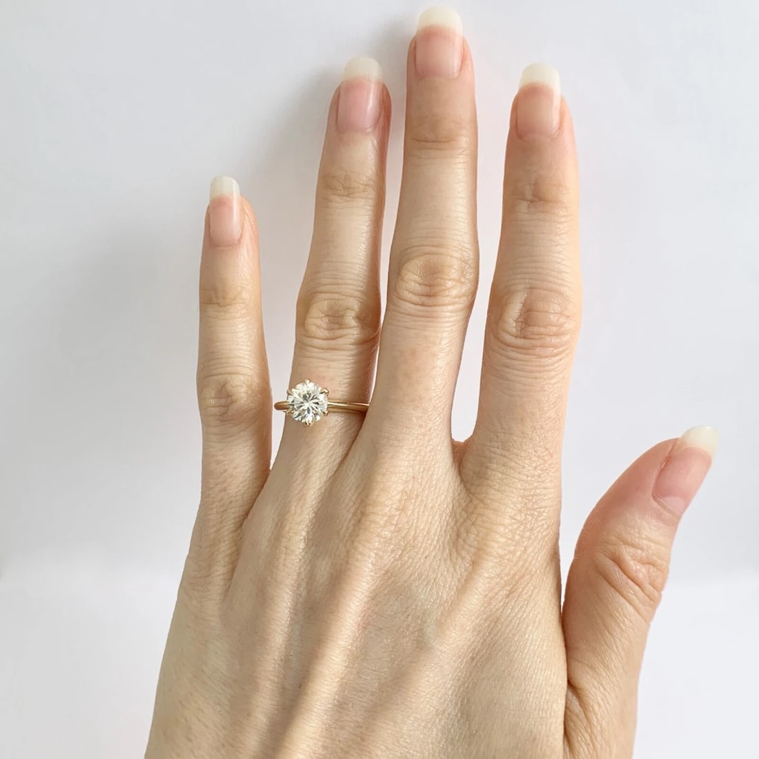 Round Champagne Diamond Solitaire Engagement Ring 14K Yellow Gold 1.51 CT - 5